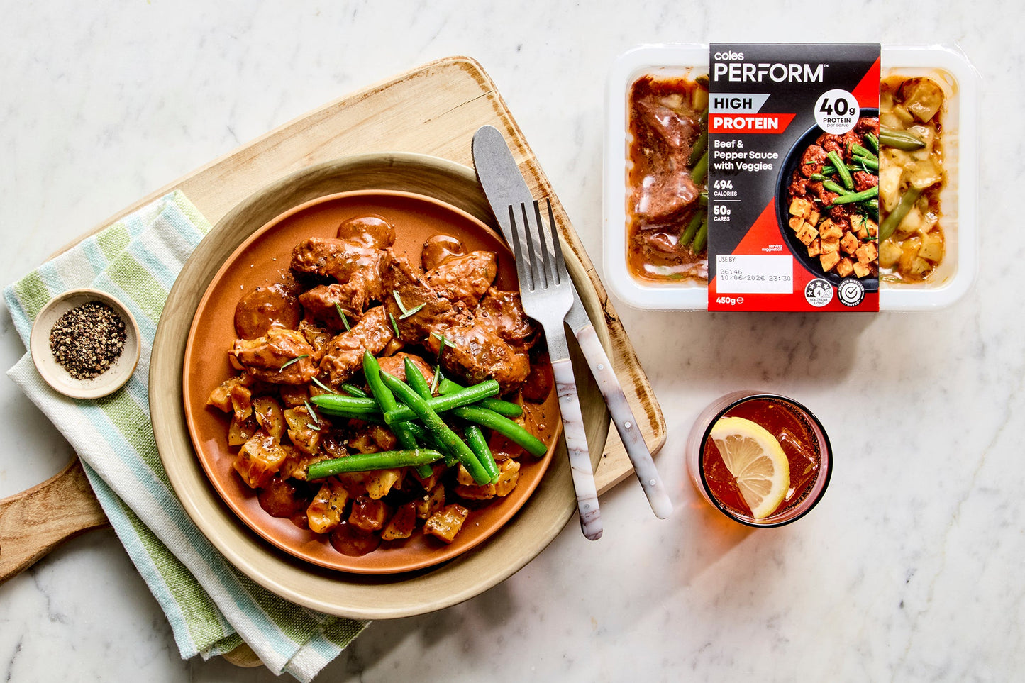 Beef & Pepper Sauce with Veggies - High Protein