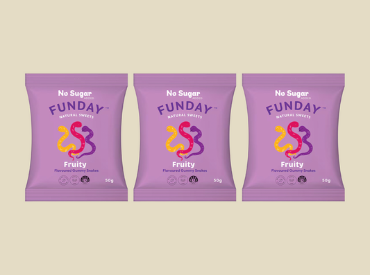 Funday No Added Sugar Fruity Snakes - 3 pack