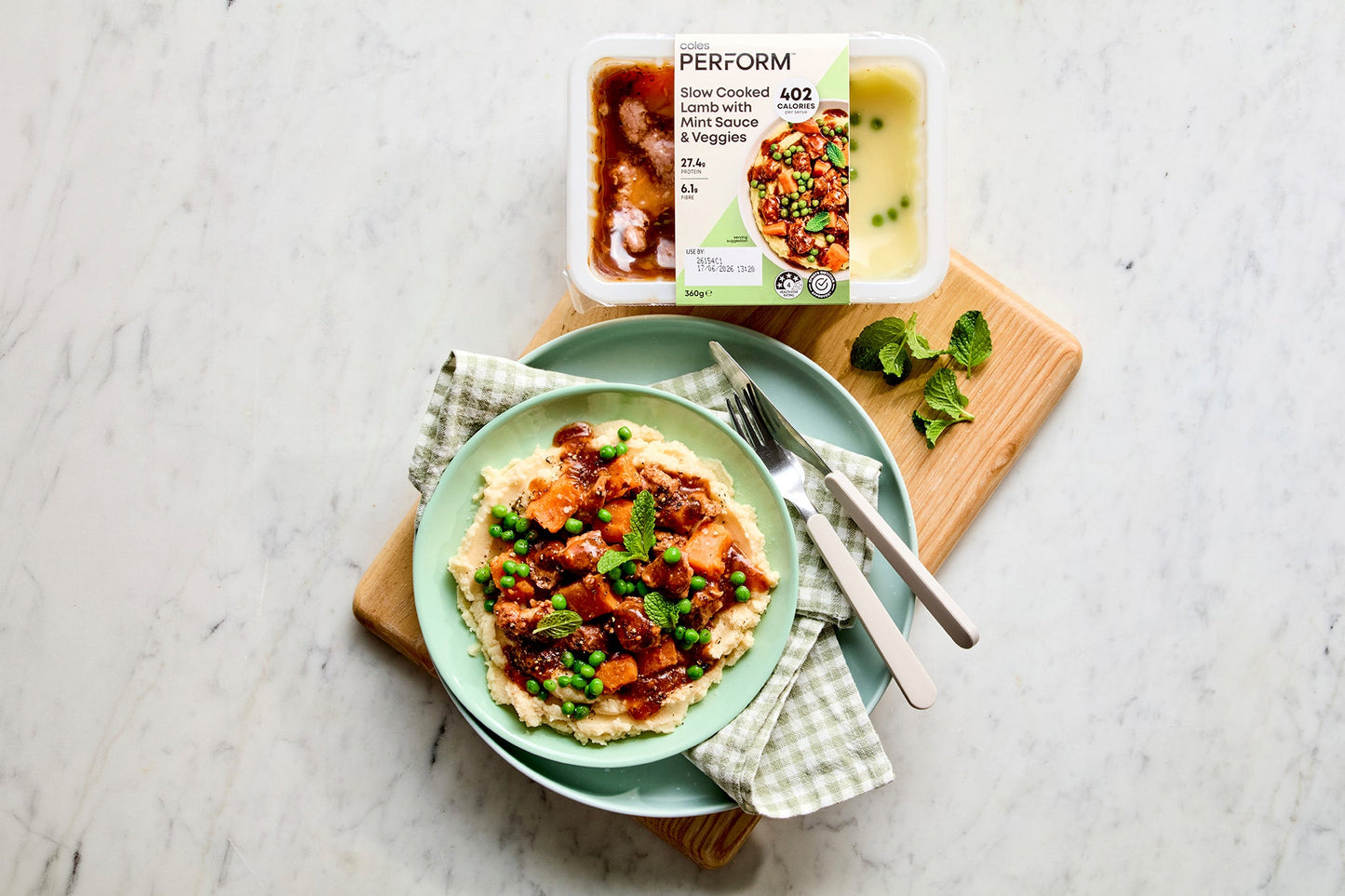 Slow Cooked Lamb with Mint Sauce & Veggies