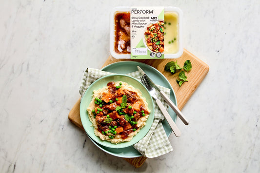 Slow Cooked Lamb with Mint Sauce & Veggies